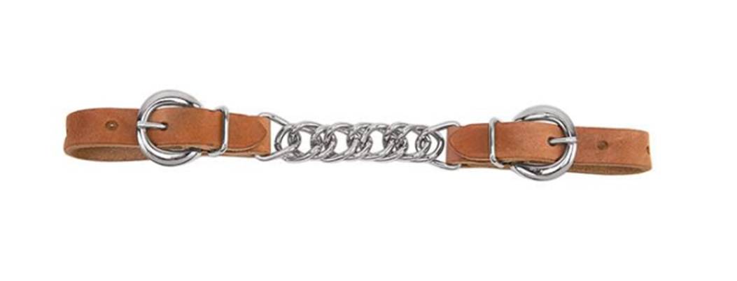 Harness Leather Single Flat Link Chain Curb Strap
