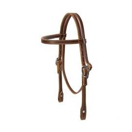 Double & Stitched Harness Leather Browband Headstall, Pony